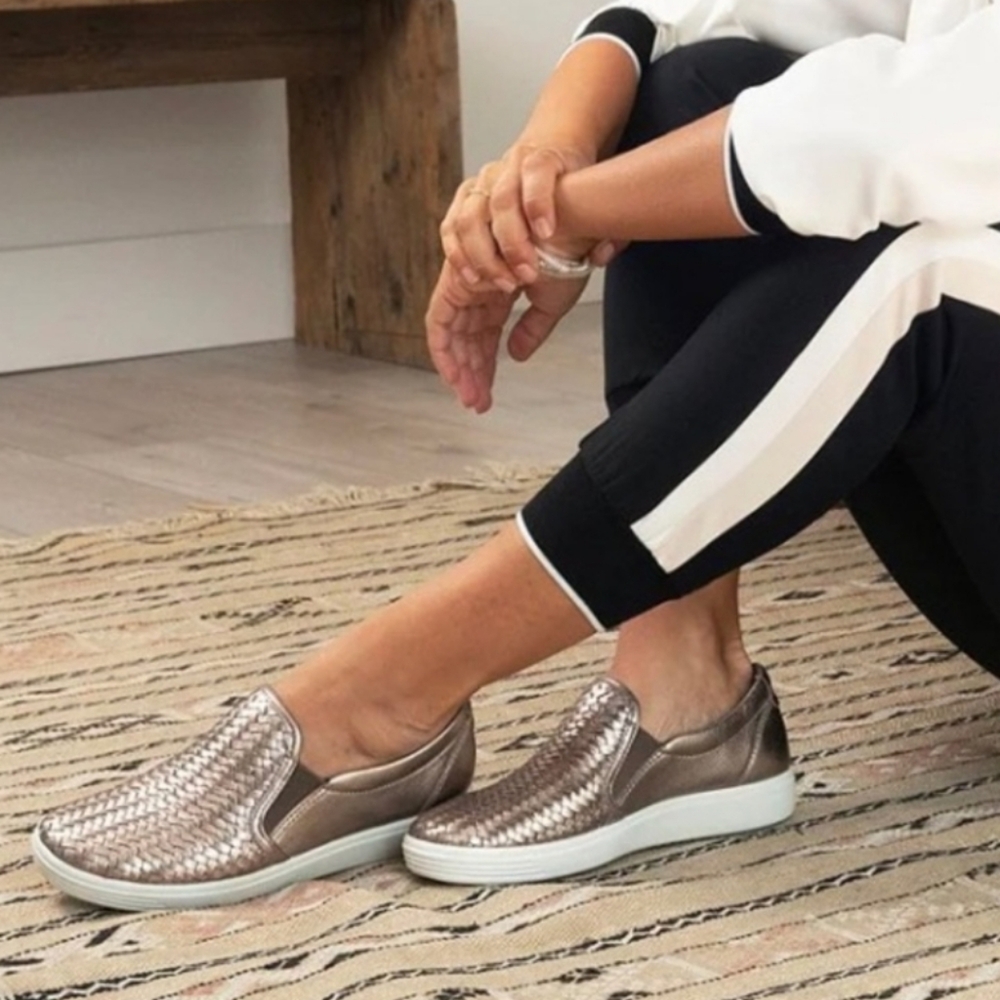Ecco Metallic Woven Slip-On Sneakers